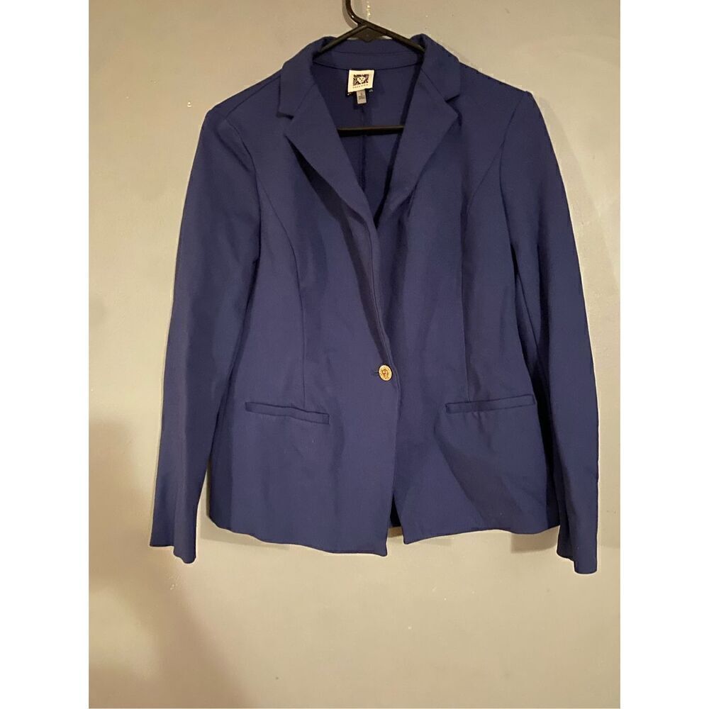 Anne Klein Navy Dress Jacket Blazer With Faux Pockets Size Small